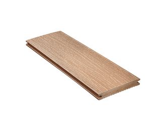 Terrassendiele WPC massiv Terrabraun einseitig Holzstruktur, einseitig fein geriffelt, längsseitige Nut, DIE KERNIGE - 21 x 140 mm
