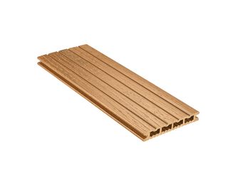 Terrassendiele WPC Hohlkammer Eichenbraun einseitig genutet, einseitig geriffelt, längsseitige Nut, DIE KOMPAKTE plus - 21 x 140 mm