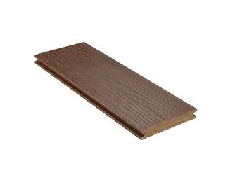 Terrassendiele WPC massiv Kastanienbraun einseitig Holzstruktur, längsseitige Nut, DIE NATURLINIE - 21 x 140 mm