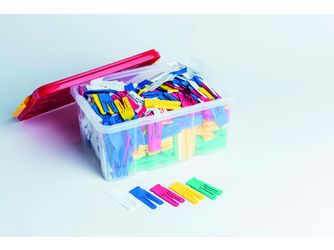 Distanzplättchenbox inkl Distanzplätt- chen 70x24, 5mm, in versch. Stärken, VPE 500 Stück (100 Stück je Farbe)