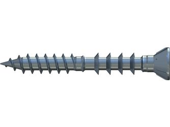 Distanzschraube RN 0197 Holz-Holz Flachsenkkopf mit Fräsrippen TX25 Schneidkante  Stahl blau verzinkt gleitbeschichtet