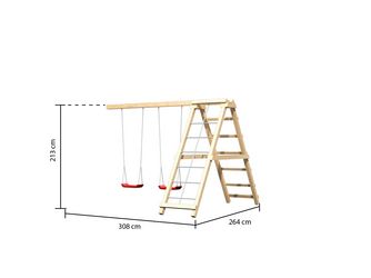 Doppelschaukel Anbau inkl. Klettergerüst naturbelassen 2460 x 3080 mm