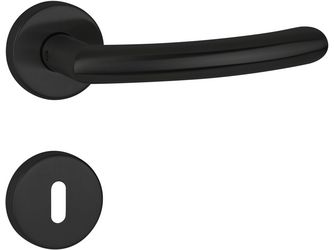 Drückergarnitur Mano, Schwarz matt, Klipp-Rosette, mit Rückholfeder, BB