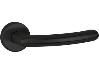 Drückerpaar Mano, Schwarz matt, Klipp-Rosette, mit Rückholfeder, ohne Schlüsselrosette