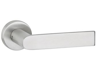 Drückerpaar Orbio, Edelstahl matt, Klipp-Rosette, mit Rückholfeder, ohne Schlüsselrosette