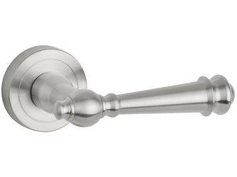 Drückerpaar Rustico, Edelstahl matt, Klipp-Rosette, fest/drehbar, mit Rückholfeder, ohne Schlüsselrosette