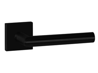 Drückerpaar Volume, Schwarz matt, Klipp-Rosette quadratisch, mit Rückholfeder, ohne Schlüsselrosette