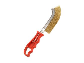 Drahtbürste, gebogen PREMIUM 1-reihig, Stahldraht, vermessingt, Ø 0,3mm Kunststoffgriff