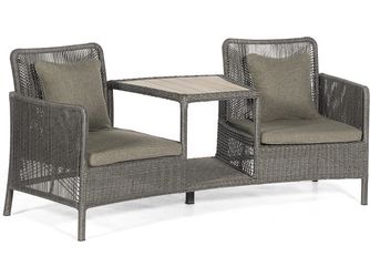 Duo-Lounge-Sessel Luna PE-Kunststoffgefl light-coal Alu 2 Sitzer