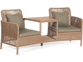 Duo-Lounge-Sessel Luna PE-Kunststoffgefl natural-honey Alu 2 Sitzer