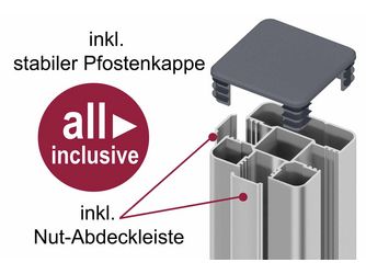 EASY-FENCE ALU-Pfosten, silber 70x70x2950mm