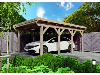 Einzel-Carport CITY KF-Master 400x560cm,1-tgl. Holzblende Flachdach,EPDM-Folie Einzel-Carport CITY KF-Master 400x560cm,1-tgl. Holzblende Flachdach,EPDM-Folie