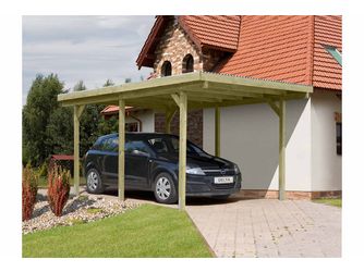 Einzelcarport, grün Kiefer Außenmaß ca. (B x T) 303 x 505 cm, Durchfahrtsmaß ca. (B x H) 250 x 218 cm