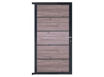 Tor Sichtschutzzaun WPC Esche grau/anthrazit "FARÖ"