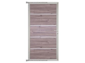 Tor Sichtschutzzaun WPC Esche grau/silber "FARÖ"