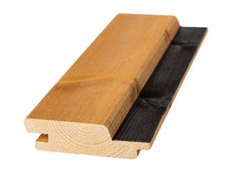 Fassadenprofil Blackline Classic Nordic (nordische Fichte), mikrogeriffelt, Koralan® Holzöl Spezial Lärche, schwarze Feder - 26 x 96 mm