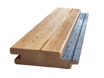 Fassadenprofil N&F Blackline Vertical Nordic (nordische Fichte), mikrogeraute Oberfläche, Koralan® Holzöl Spezial Lärche, schwarze Feder - 26 x 96 mm