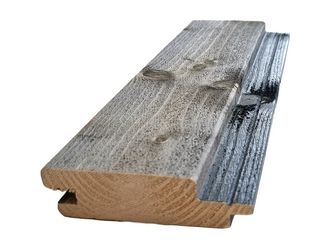 Fassadenprofil N&F Blackline Vertical Nordic (nordische Fichte), mikrogeraute Oberfläche, Koralan® Vergrauungslasur Granit, schwarze Feder - 26 x 96 mm