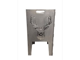 Feuerkorb Stahl unbehandelt - Motiv: Hirsch 400x400x730mm (B/T/H)