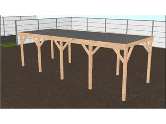 Flachdachcarport 3x8 m (BxT), BSH, inkl. Stahltrapezprofil ohne Antikondensvlies, fertig abgebundener Bausatz Flachdachcarport 3x8 m (BxT), BSH, inkl. Stahltrapezprofil ohne Antikondensvlies, fertig abgebundener Bausatz