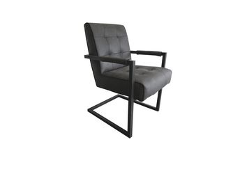 Freischwinger Stuhl JIM mit Arm Dallas Leather: Dark Grey Format: H:91 B:51 T:68 Sitzh: 51cm Freischwinger Stuhl JIM mit Arm Dallas Leather: Dark Grey Format: H:91 B:51 T:68 Sitzh: 51cm