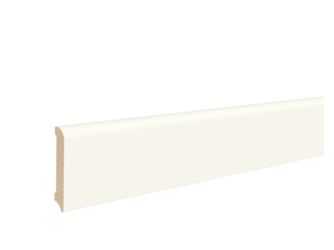 Fußleiste RAL 9003 Weiß 12x70x2400mm Massiv, Endbehandelt, abgerundet