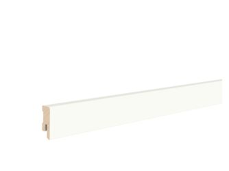 Fußleiste RAL 9003 Weiß 14x40x2400mm Massiv, Endbehandelt, gerade, Clip, PEFC