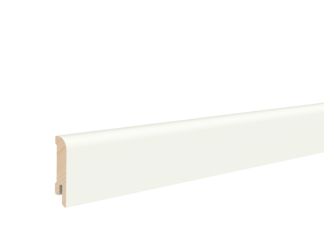 Fußleiste RAL 9003 Weiß 14x58x2400mm Massiv, Endbeh.Clip, abgerundet,PEFC