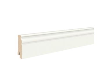 Fußleiste RAL 9003 Weiß 18x68x2400mm Massiv, Endbeh., profiliert,PEFC, Clip