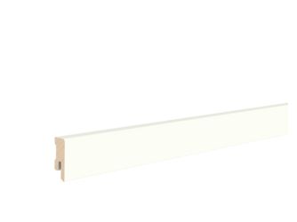 Fußleiste RAL 9016 Weiß 14x40x2400mm Massiv, Endbehandelt, gerade, Clip, PEFC