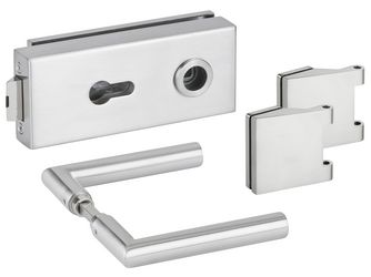 Glastürbeschlag-Set (Schlosskasten + Griffpaar + Bänder) "Aktion"
