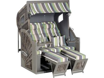 Garten Strandkorb 405 Z Comfort XL PE Kunststoffgefl braun Stoff 1226