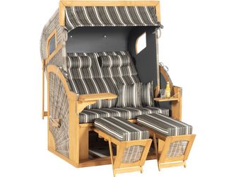Garten Strandkorb 405 Z Comfort XL PE Kunststoffgefl vintage-oak Stoff 1242