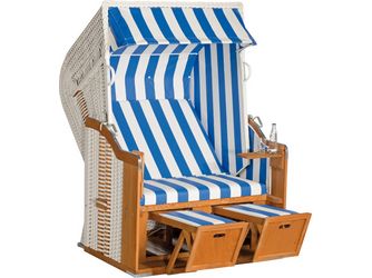 Garten Strandkorb Rustikal 250 Basic PVC Kunststoffgefl weiß Stoff -200