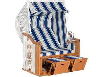 Garten Strandkorb Rustikal 250 Basic PVC Kunststoffgefl weiß Stoff -630
