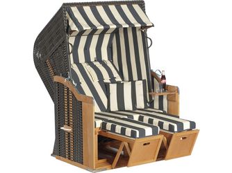 Garten Strandkorb Rustikal 250 PLUS PVC Kunststoffgefl anthrazit Stoff 1180