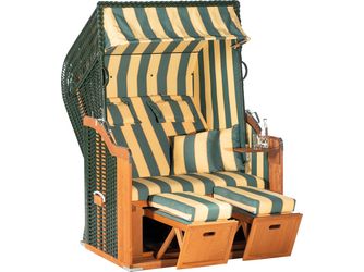 Garten Strandkorb Rustikal 250 PLUS PVC Kunststoffgefl grün Stoff 1245