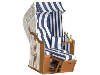 Garten Strandkorb Rustikal 250 PLUS PVC Kunststoffgefl weiß Stoff 1080