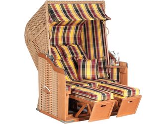 Garten Strandkorb Rustikal 250 Plus PVC Kunststoffgefl beige Stoff 1216