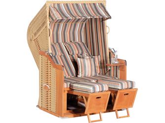 Garten Strandkorb Rustikal 250 Plus PVC Kunststoffgefl beige Stoff 1235