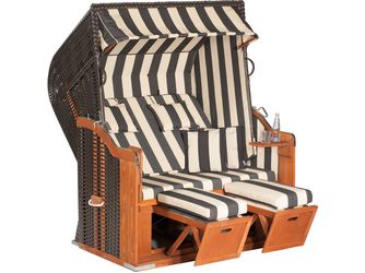 Garten Strandkorb Rustikal 250 XL PLUS PVC Kunststoffgefl anthrazit Stoff 1180