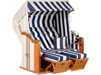 Garten Strandkorb Rustikal 250 XL PLUS PVC Kunststoffgefl weiß Stoff 1080