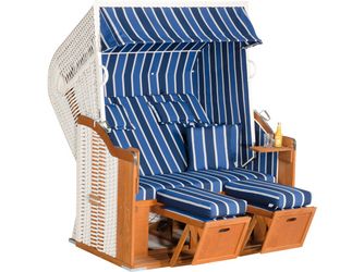 Garten Strandkorb Rustikal 250 XL PLUS PVC Kunststoffgefl weiß Stoff 1223