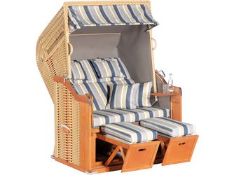 Garten Strandkorb Rustikal 255 PLUS PVC Kunststoffgefl beige Stoff 1236
