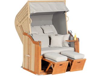 Garten Strandkorb Rustikal 255 PLUS PVC Kunststoffgefl beige Stoff 1238
