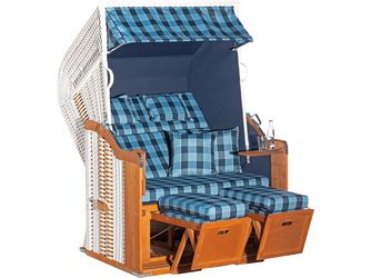 Garten Strandkorb Rustikal 255 PLUS PVC Kunststoffgefl weiß Stoff 1246