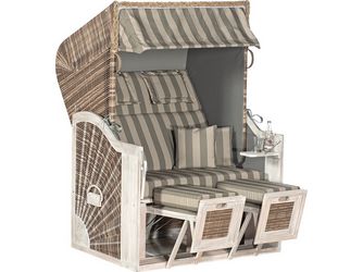 Garten Strandkorb Rustikal 285 Z Sun Edition PE-Kunststoffgelflecht Mix-Brown Stoff 1248