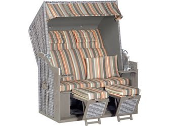Garten Strandkorb Rustikal 34 Z XL PE Kunststoffgefl onix Stoff 1235