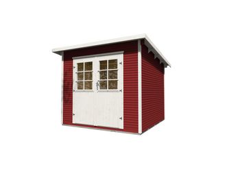 Gartenhaus 219 Gr.1, 28mm, Flachdach mitLine, schwedenrot, DT