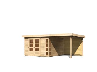 Gartenhaus "Kerko 6" SET naturb. mit Anbaudach 2,4m Breite, Rückwand 3060x5220x2160mm